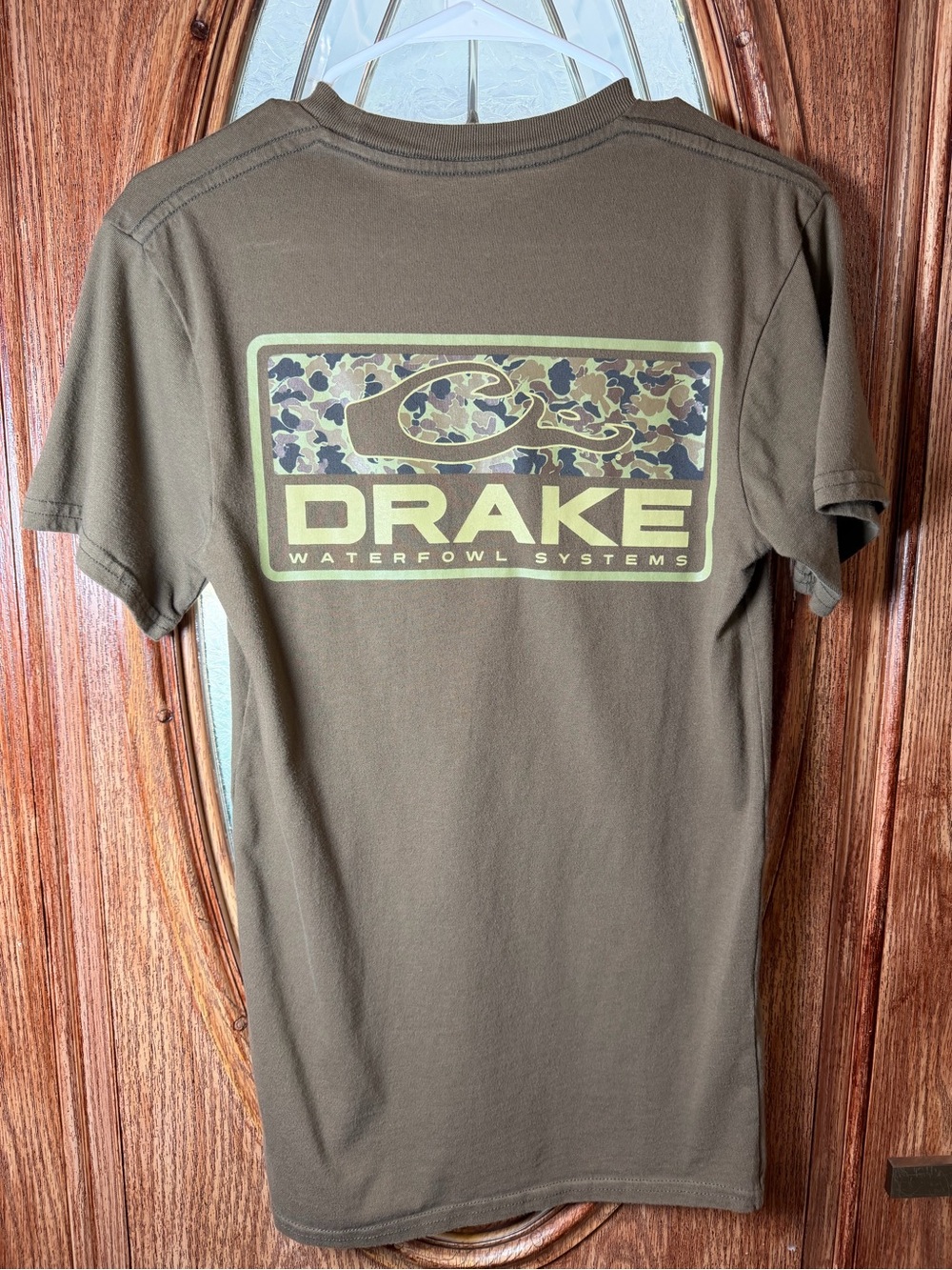 Drake Olive Short Sleeve Tee with Camo Logo